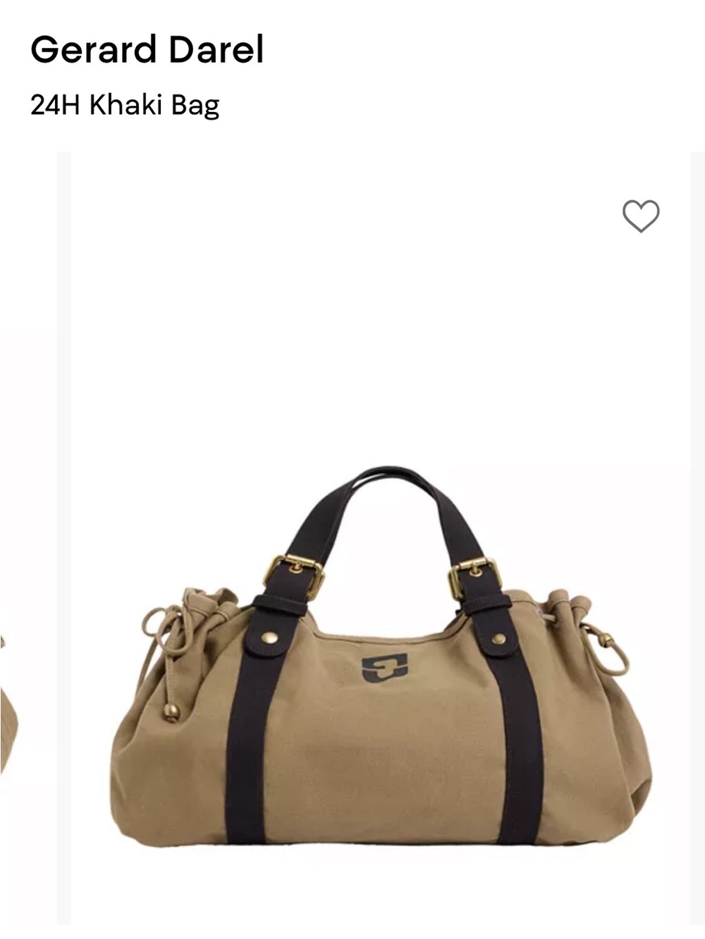 Gerard Darel Khaki Shoulder Bag with Black Straps